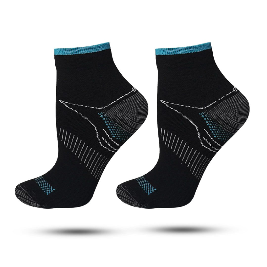 Compressie Sokken Laag, Premium Steunkousen, Black Blue