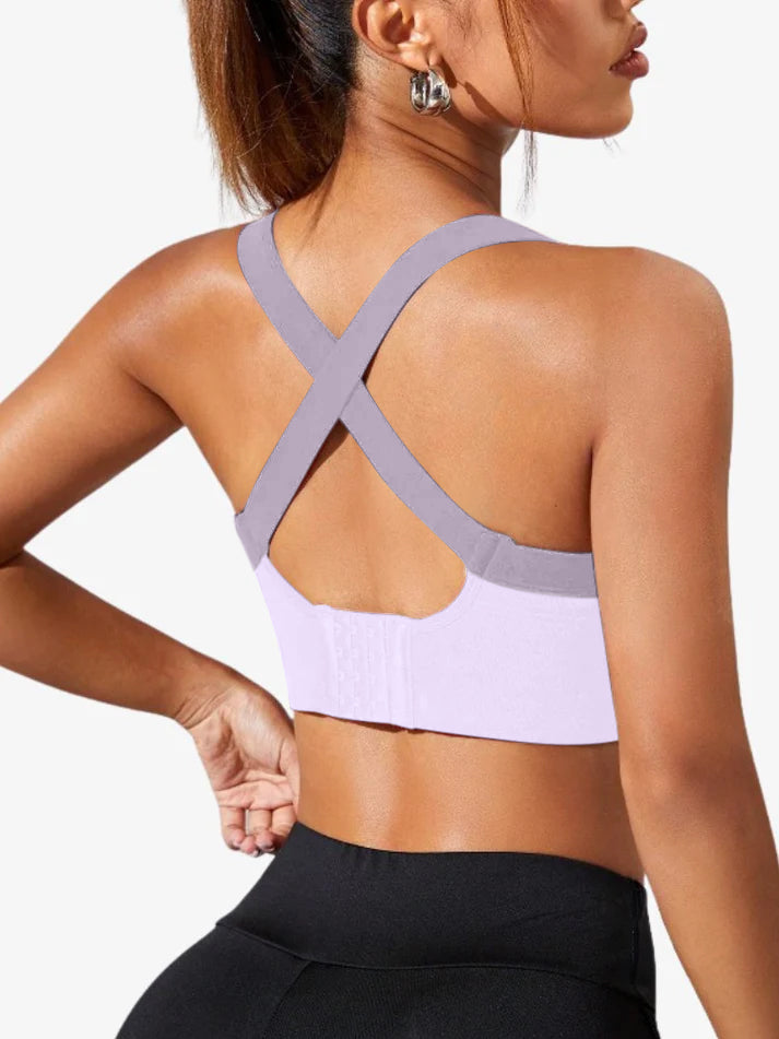 Cross Back Sport BH, Corrigerende Sporttop, Orchid Purple