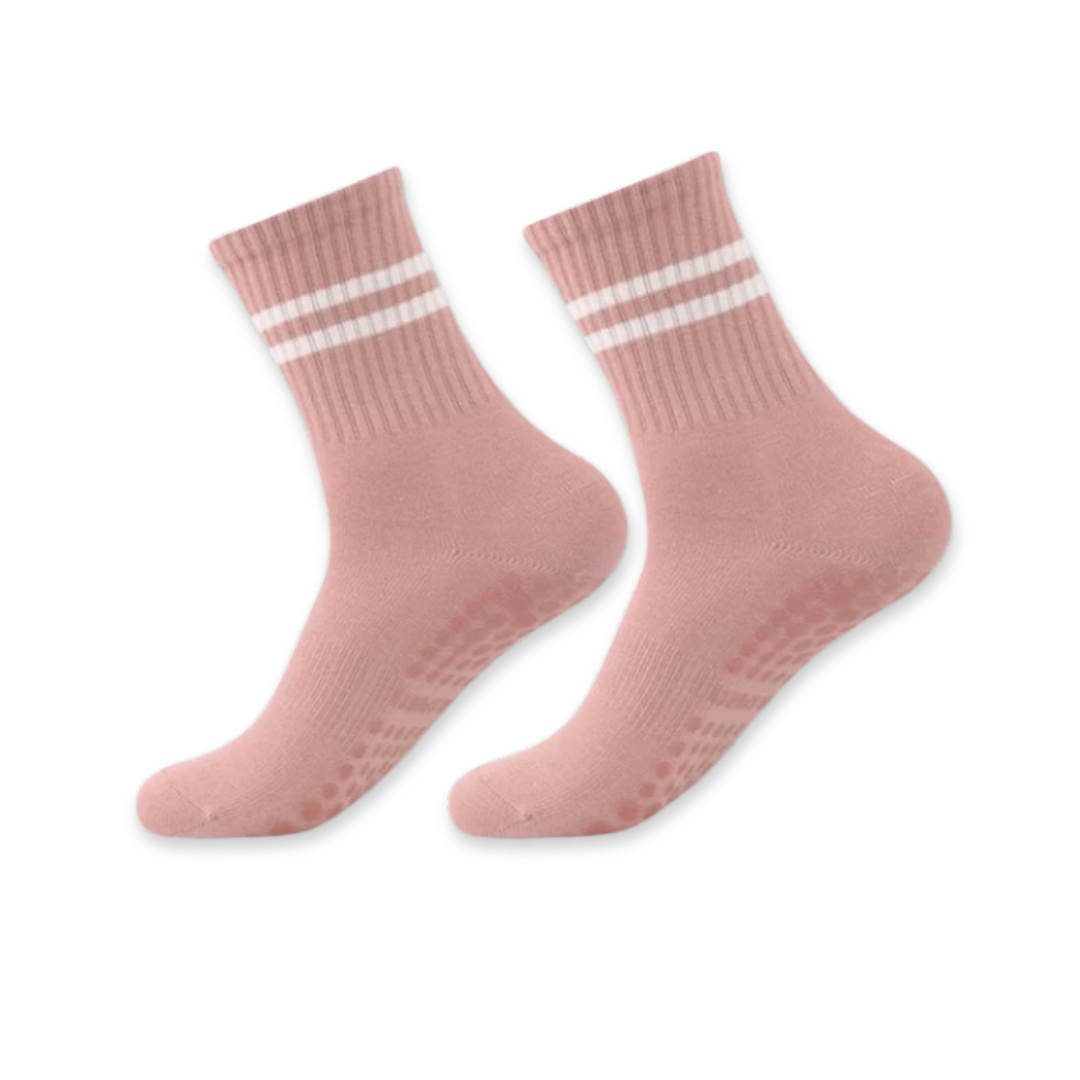 Hoge Pilates Gripsokken, Anti slip Yogasokken, Roze