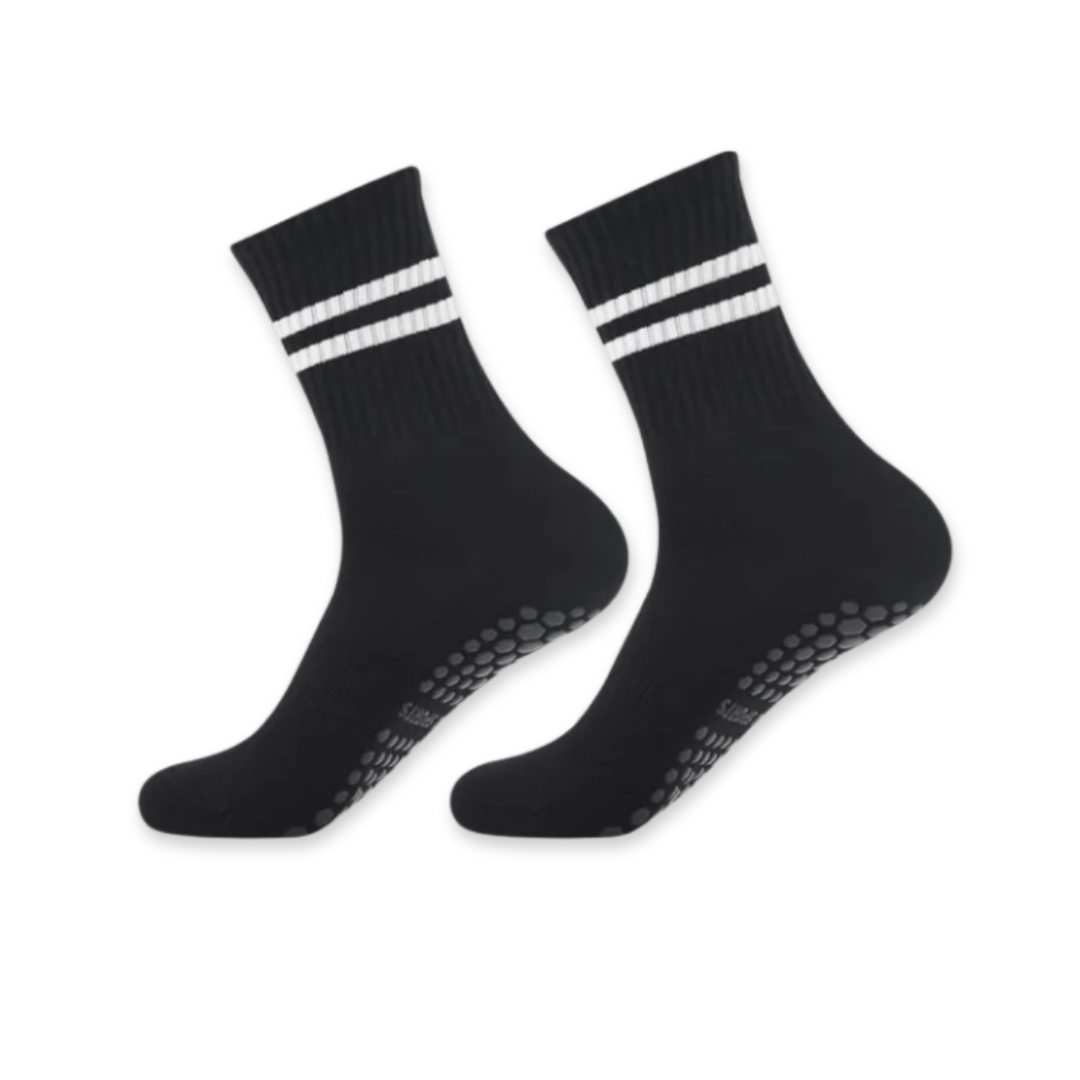 Hoge Pilates Gripsokken, Anti slip Yogasokken, Zwart