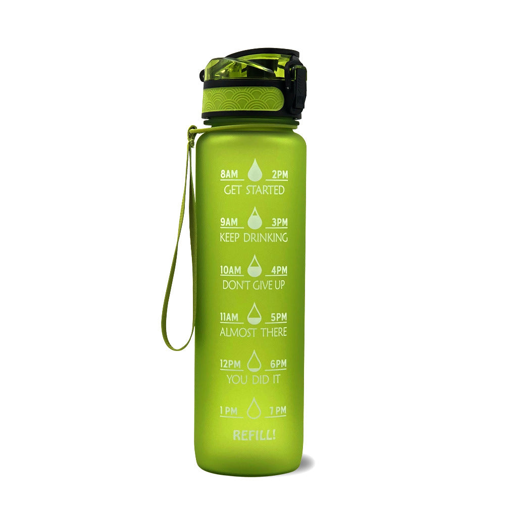 Motivatie Drinkfles, Waterfles met Tijdlijn en Rietje, Groen