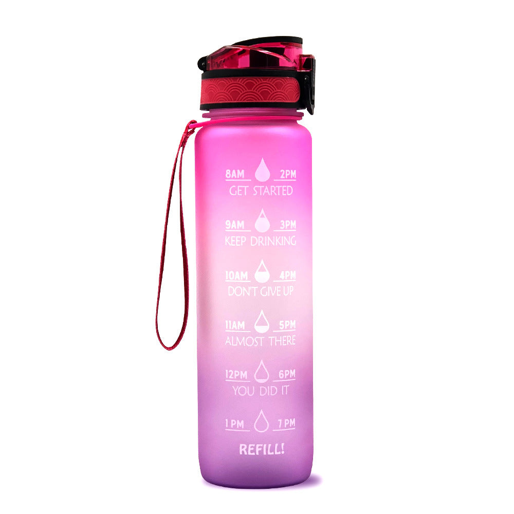 Motivatie Drinkfles, Waterfles met Tijdlijn en Rietje, Roze