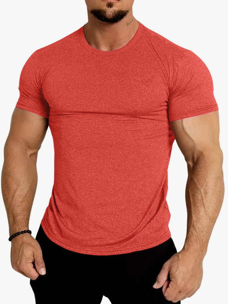Performance T-shirt, Muscle Fit Sportshirt Heren, Sunset Red