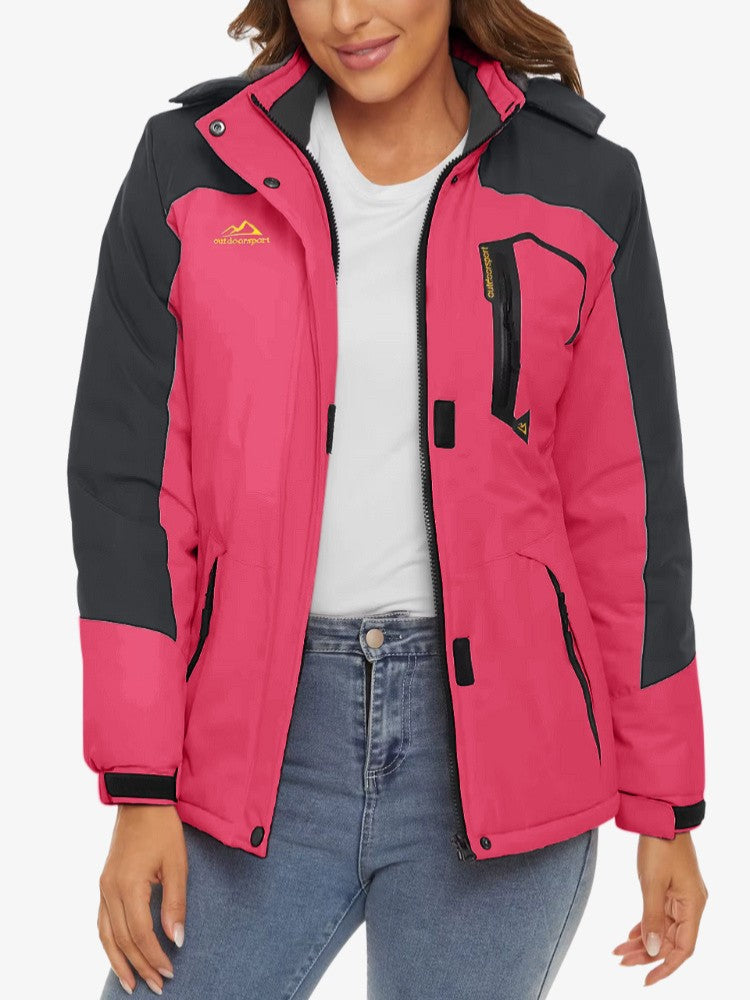 Premium Ski Jas Dames, Waterdichte Winterjas, Berry Pink