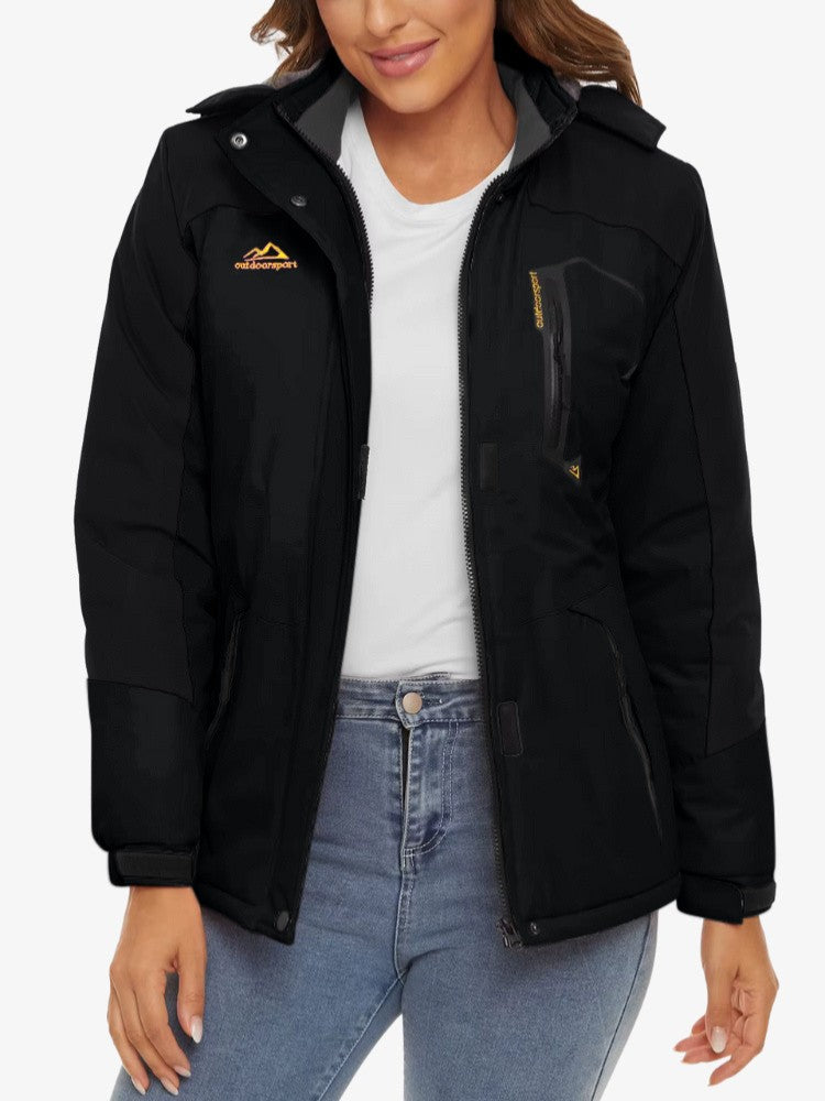 Premium Ski Jas Dames, Waterdichte Winterjas, Midnight Black
