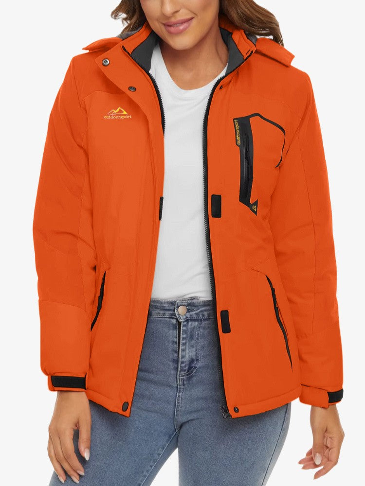Premium Ski Jas Dames, Waterdichte Winterjas, Peach Orange