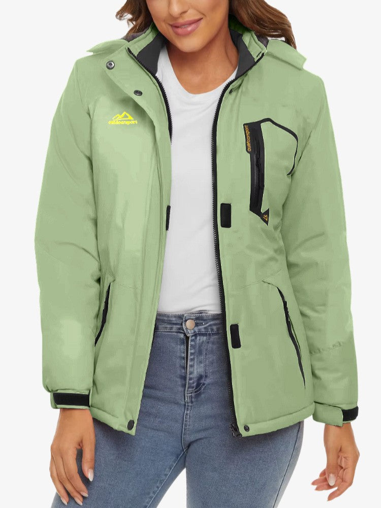 Premium Ski Jas Dames, Waterdichte Winterjas, Sage Green
