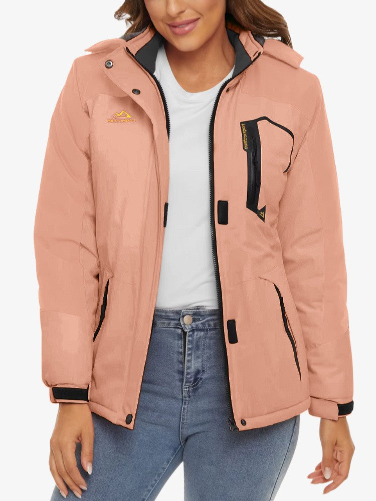 Premium Ski Jas Dames, Waterdichte Winterjas, Salmon Pink