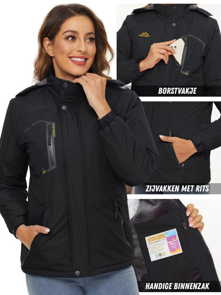 Premium Ski Jas Dames, Waterdichte Winterjas, Vakjes