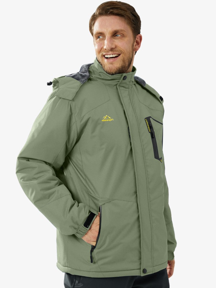 Premium Ski Jas Heren, Waterdichte Winterjas, Army Green