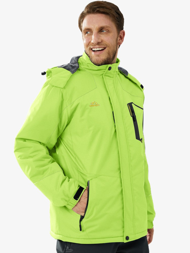 Premium Ski Jas Heren, Waterdichte Winterjas, Lime Green