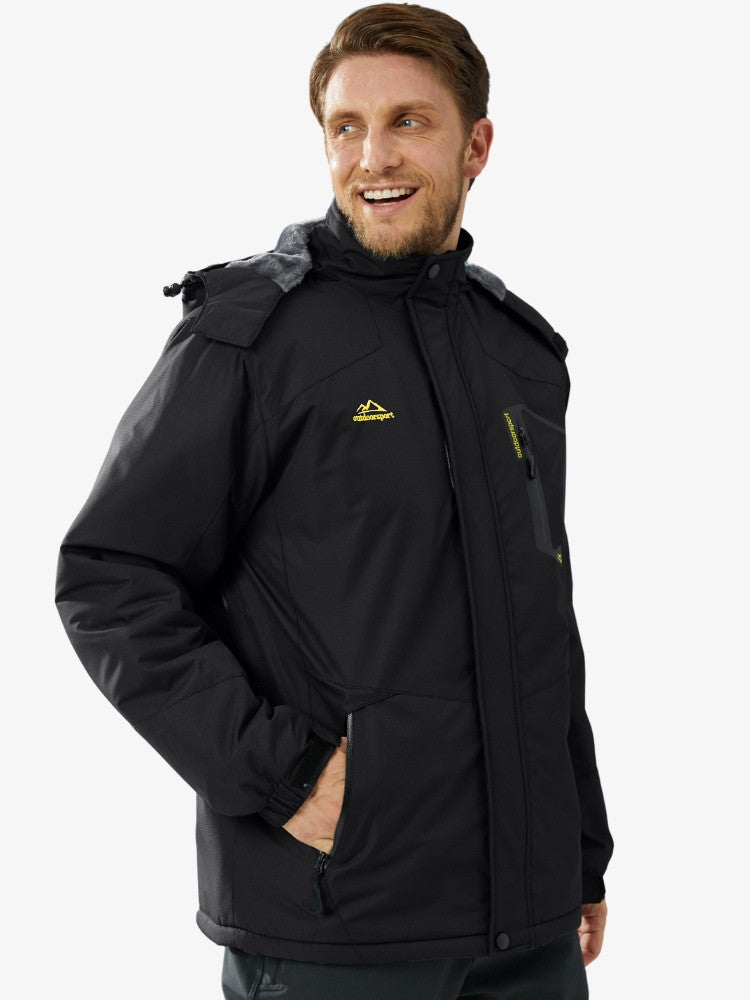 Premium Ski Jas Heren, Waterdichte Winterjas, Midnight Black
