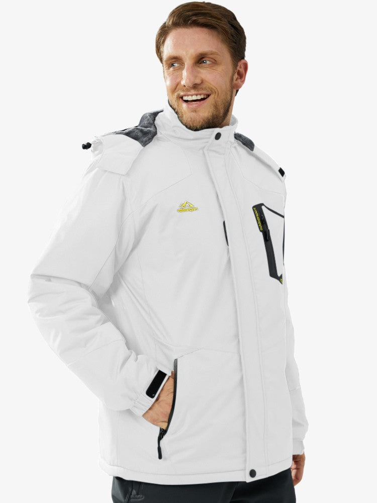 Premium Ski Jas Heren, Waterdichte Winterjas, Polar White