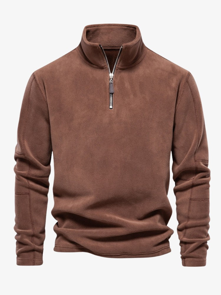 Premium Ski Pully Heren, Extra Warme Ski Trui, Mocha Brown