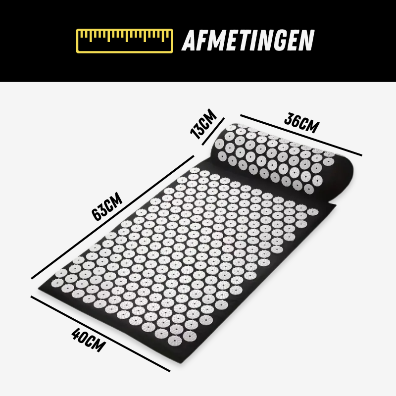 Spijkermat met Kussen, Acupressuurmat voor Ontspanning, Afmetingen