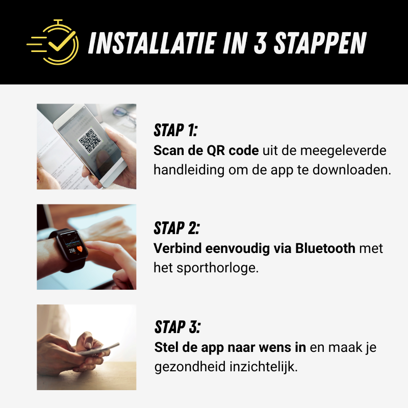 UltraMotion Sporthorloge, Smartwatch voor het Sporten, Installatie