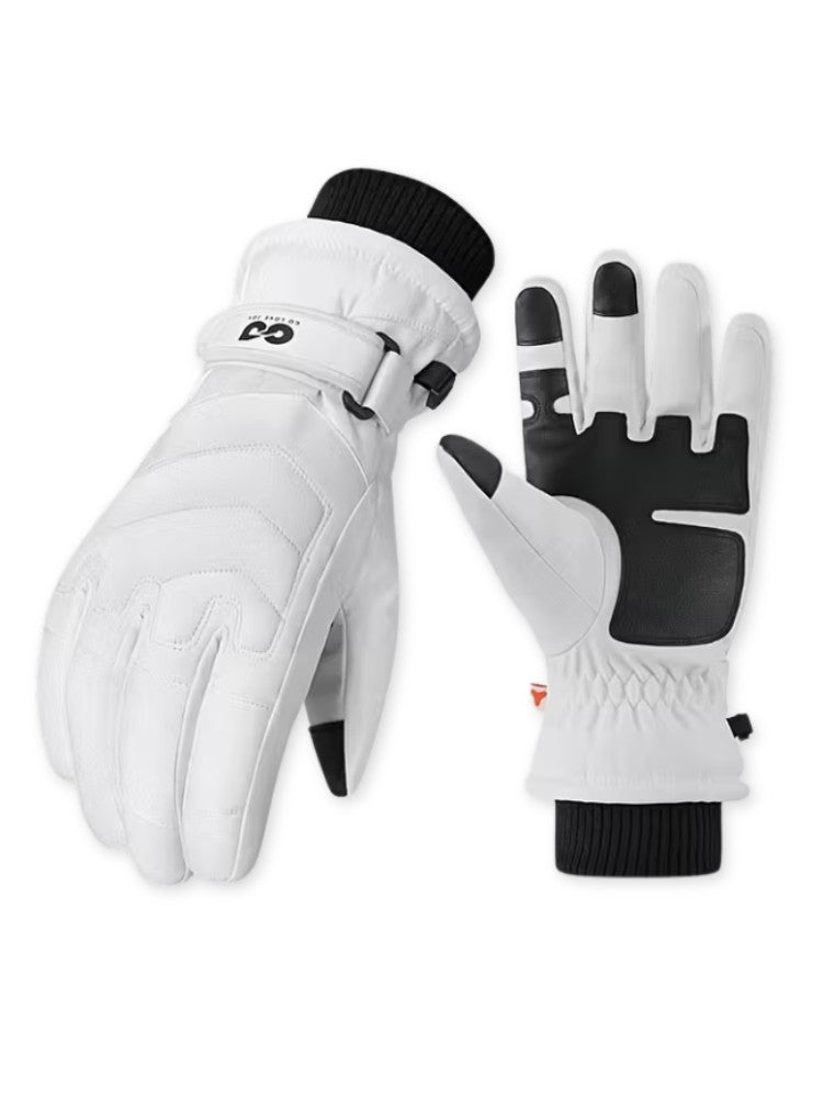 Verwarmde Skihandschoenen, Waterdichte Winterhandschoenen, Polar White