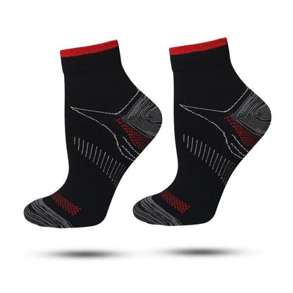 Compressie Sokken Laag, Premium Steunkousen, Black Red
