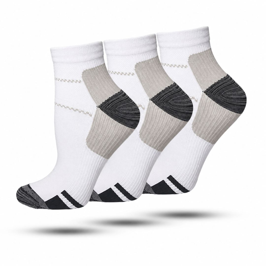 Compressie Sokken Laag 3-Pack, Premium Steunkousen, Ash Grey