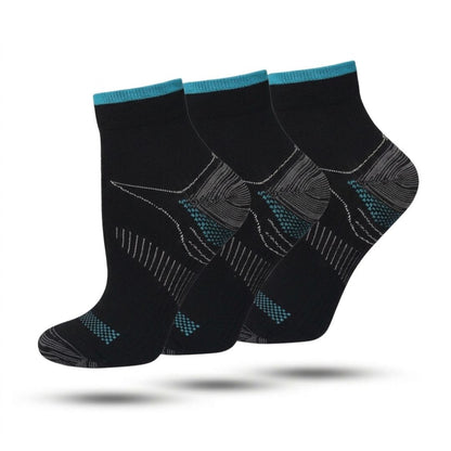 Compressie Sokken Laag 3-Pack, Premium Steunkousen, Black Blue