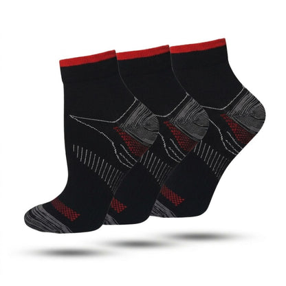 Compressie Sokken Laag 3-Pack, Premium Steunkousen, Black Red
