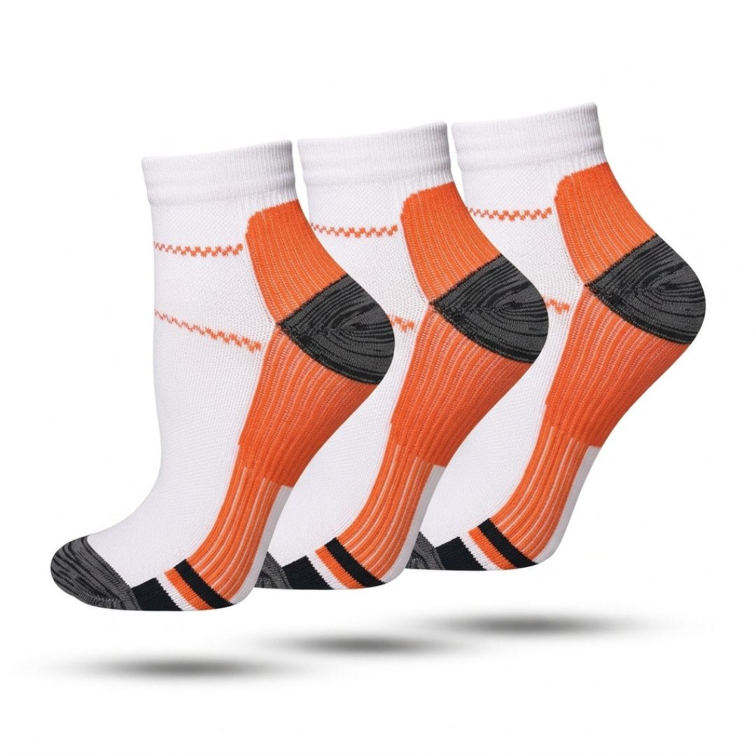 Compressie Sokken Laag 3-Pack, Premium Steunkousen, Bright Orange