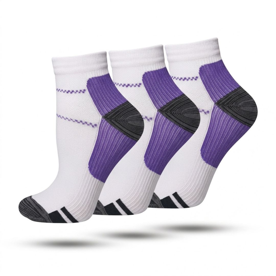 Compressie Sokken Laag 3-Pack, Premium Steunkousen, Deep Purple