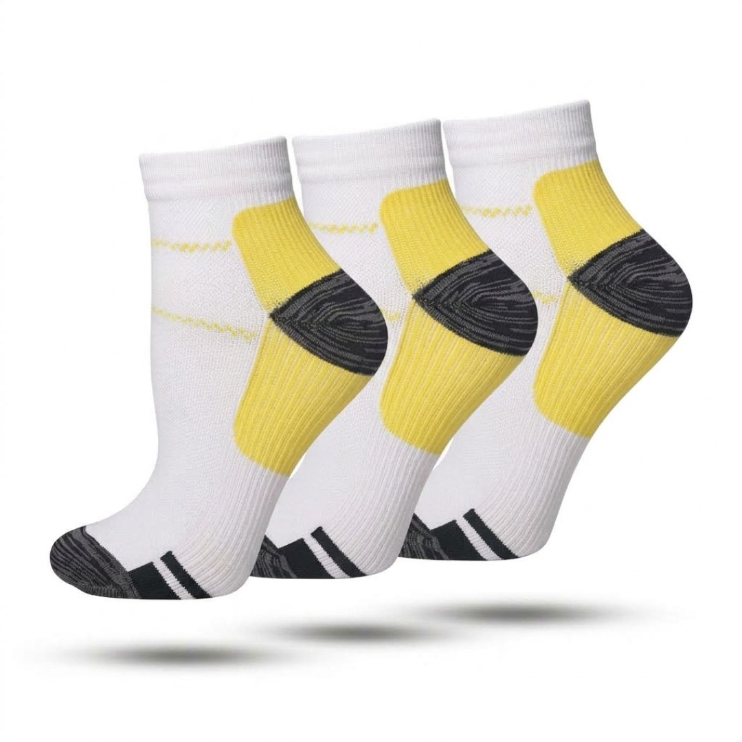 Compressie Sokken Laag 3-Pack, Premium Steunkousen, Golden Yellow