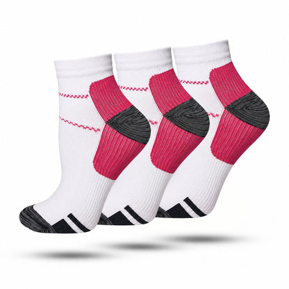 Compressie Sokken Laag 3-Pack, Premium Steunkousen, Hot Pink
