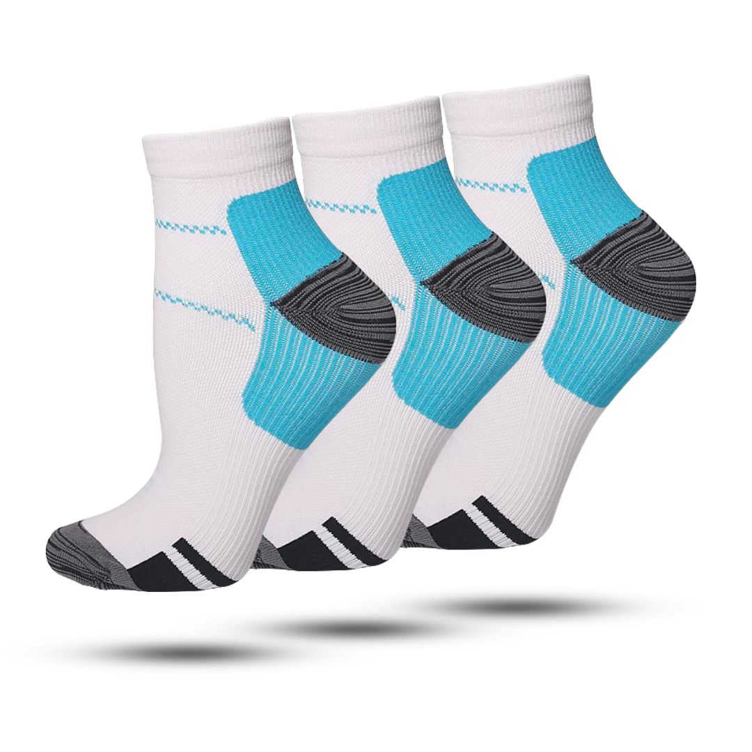 Compressie Sokken Laag 3-Pack, Premium Steunkousen, Sky Blue