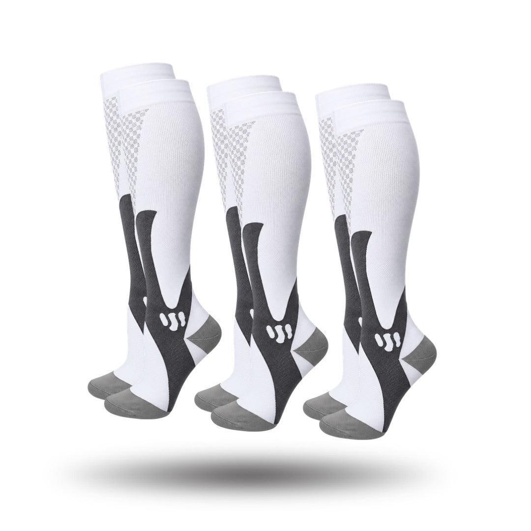Compressie Sokken 3-Pack, Premium Steunkousen, Crystal White