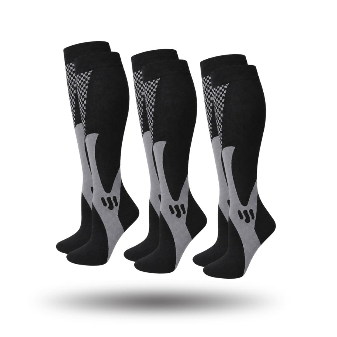 Compressie Sokken 3-Pack, Premium Steunkousen, Midnight Black