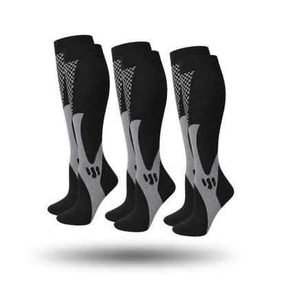 Compressie Sokken 3-Pack, Premium Steunkousen, Midnight Black