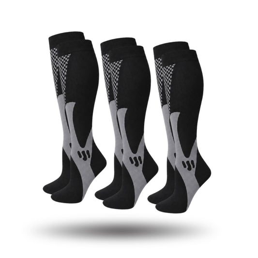 Compressie Sokken 3-Pack, Premium Steunkousen, Midnight Black