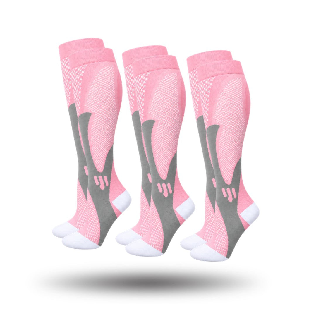 Compressie Sokken 3-Pack, Premium Steunkousen, Soft Pink