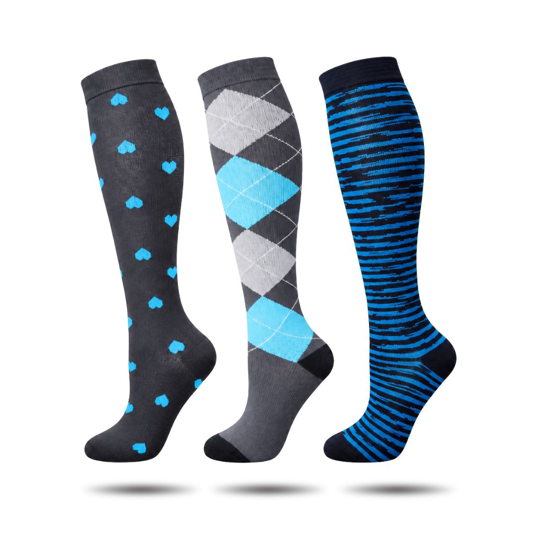 Compressie Sokken Dames, Premium Steunkousen, Blue Horizon