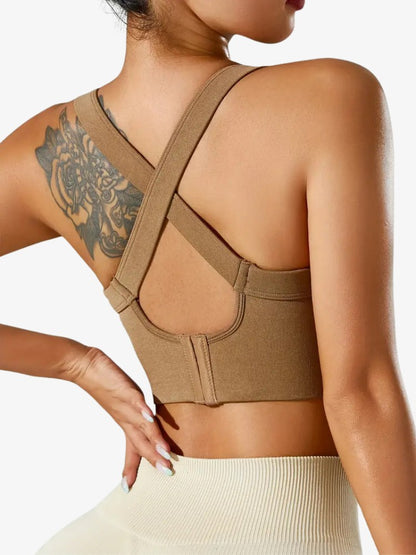 Cross Back Sport BH, Corrigerende Sporttop, Desert Beige