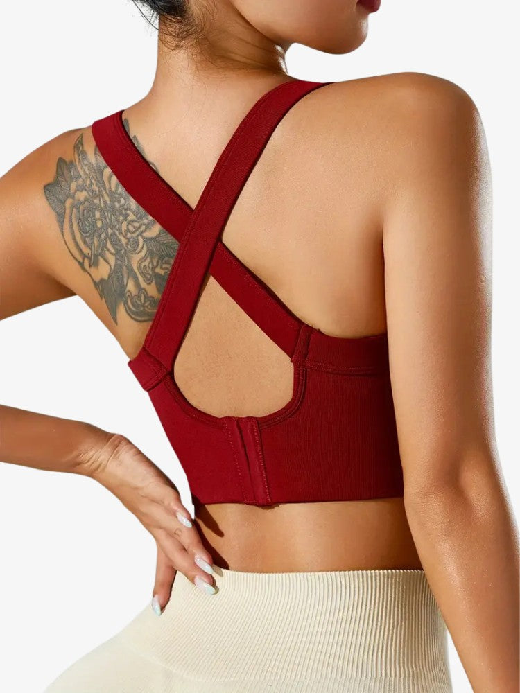 Cross Back Sport BH, Corrigerende Sporttop, Fire Red