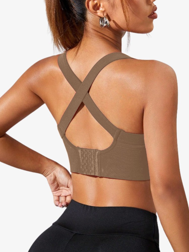 Cross Back Sport BH, Corrigerende Sporttop, Desert Beige
