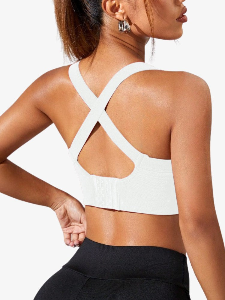 Cross Back Sport BH, Corrigerende Sporttop, Frost White