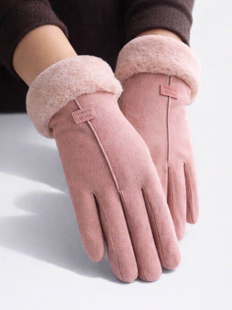 Dames Winterhandschoenen, Warme Fleece Handschoenen, Soft Pink