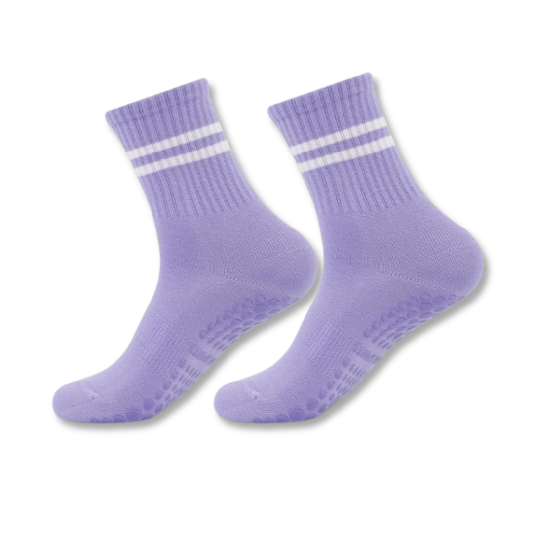 Hoge Pilates Gripsokken, Anti slip Yogasokken, Paars