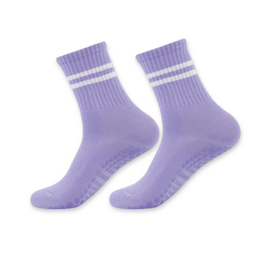 Hoge Pilates Gripsokken, Anti slip Yogasokken, Paars