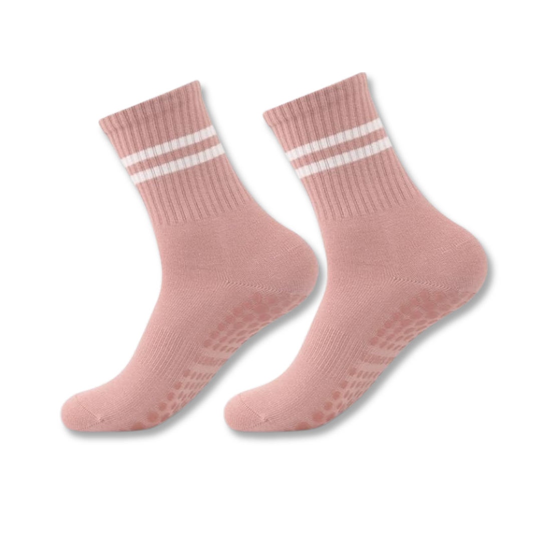 Hoge Pilates Gripsokken, Anti slip Yogasokken, Roze
