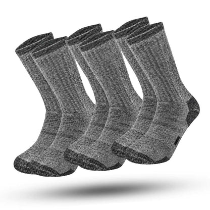 IGNITE Thermosokken 3-Pack, Premium Merinowollen Sokken, Ash Grey
