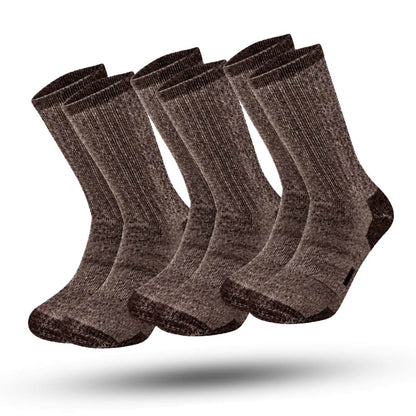 IGNITE Thermosokken 3-Pack, Premium Merinowollen Sokken, Coffee Brown