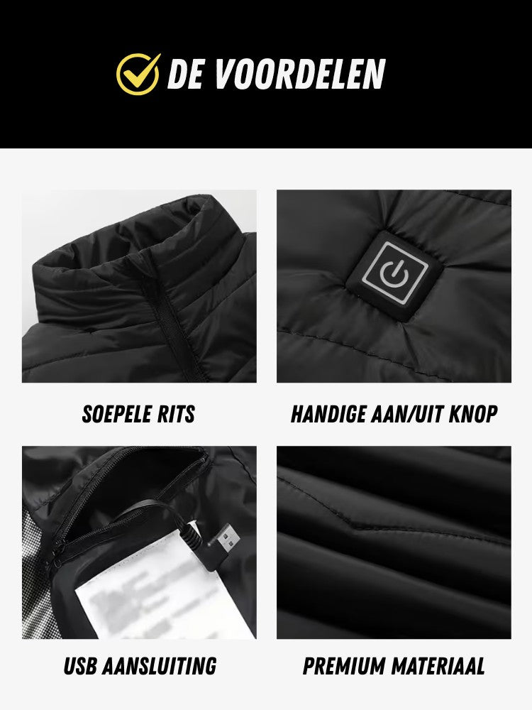 Elektrisch verwarmd vest, unisex wasbaar oplaadbaar verwarmd vest Winter bodywarmer jack verwarmde gilet jas voor buiten kamperen wandelen/grijs / 7Xl