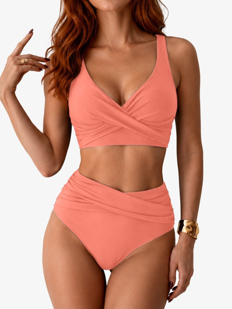 Luna Bikini, Bikini Set met Hoge Slip, Sunset Orange