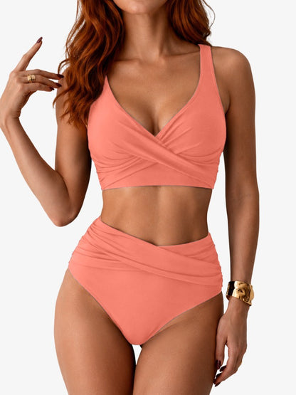 Luna Bikini, Bikini Set met Hoge Slip, Sunset Orange