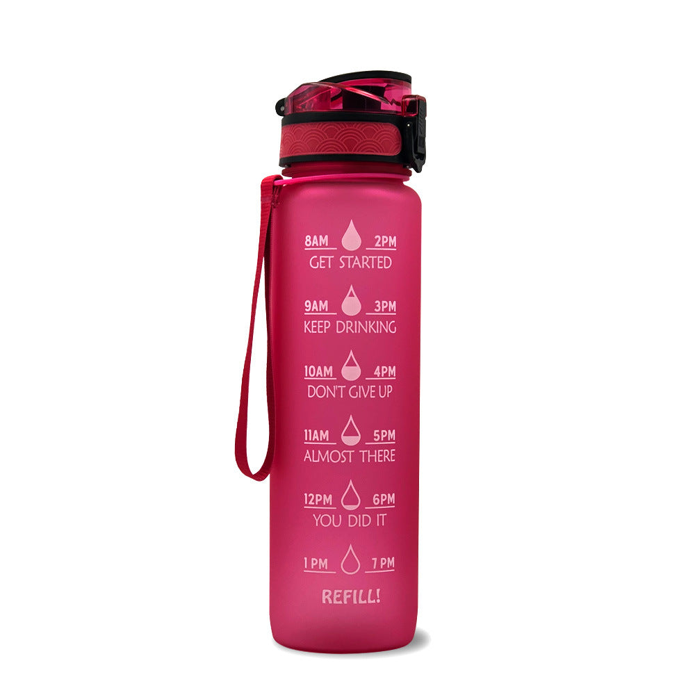 Motivatie Drinkfles, Waterfles met Tijdlijn en Rietje, Rood